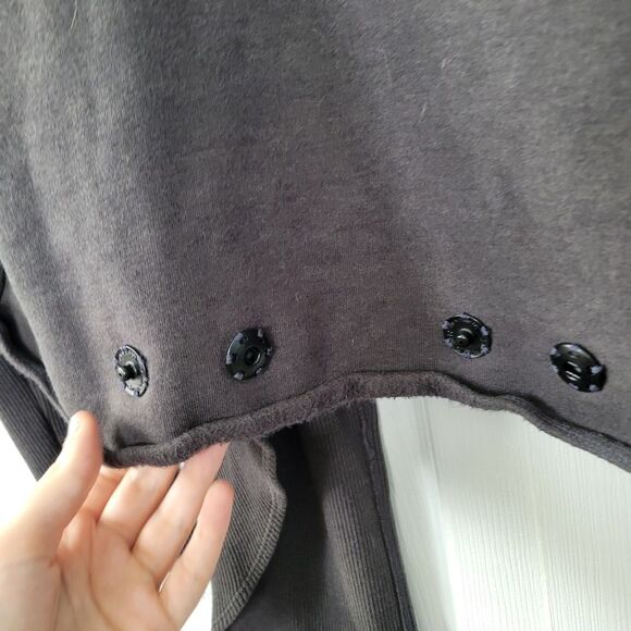 Clary Sage Organics Bamboo Organic Cotton Gray Wrap Cardigan Sweater Size L Snap - Picture 6 of 8